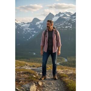 Fjallraven Men's Small Red Blue Plaid Comfort Fit Long Sleeve Button Up Shirt